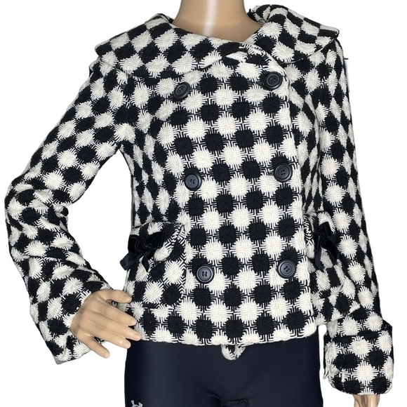 Anthropologie Elevenses checkered pea coat size 4 - Picture 1 of 7